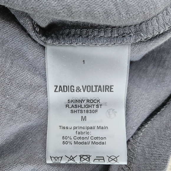 Zadig & Voltaire Skinny Rock β‘οΈ Graphic Tee Sequin Embellishments Med NWOT - Picture 6 of 6